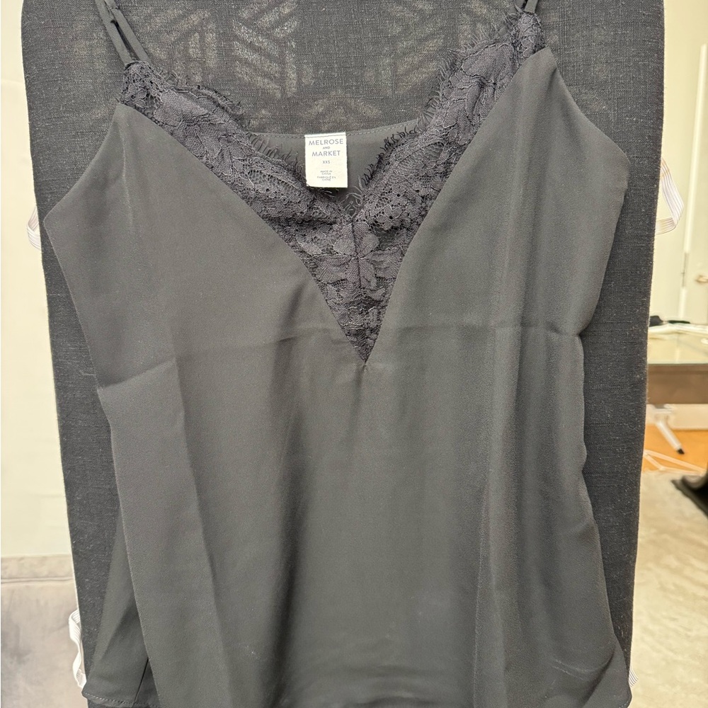 Black Lace Trim Cami Top
